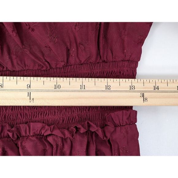 PAIGE Avonne Dobby Tiered Maxi Dress Berry Jam Pink Size M Smocked Satin - Picture 14 of 15